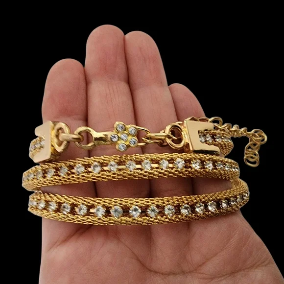 Vintage Gold Mesh Belt with Rhinestones - Picture 11 of 15